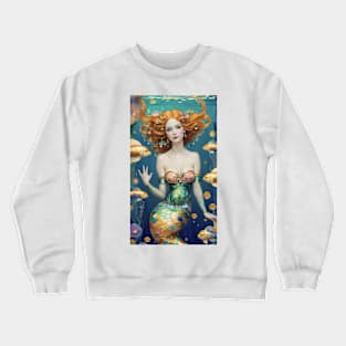 Gustav Klimt's Enigmatic Siren: Inspired Mermaid Majesty Crewneck Sweatshirt